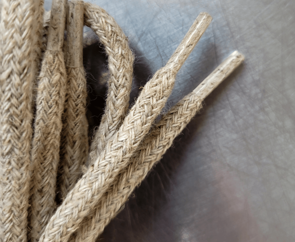 Hemp shoelaces in shoes
