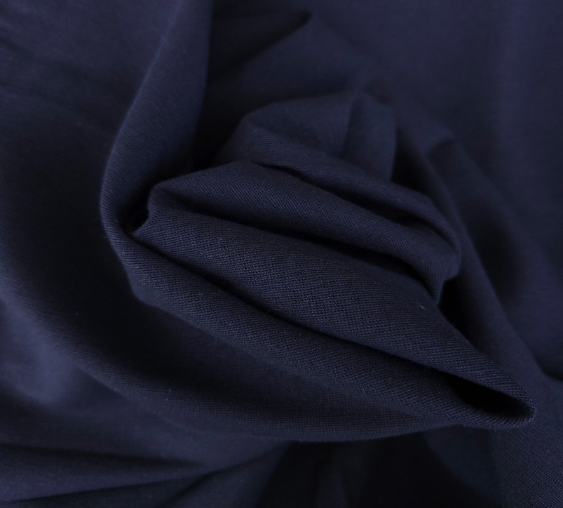 Black plain weave hemp-cotton fabric