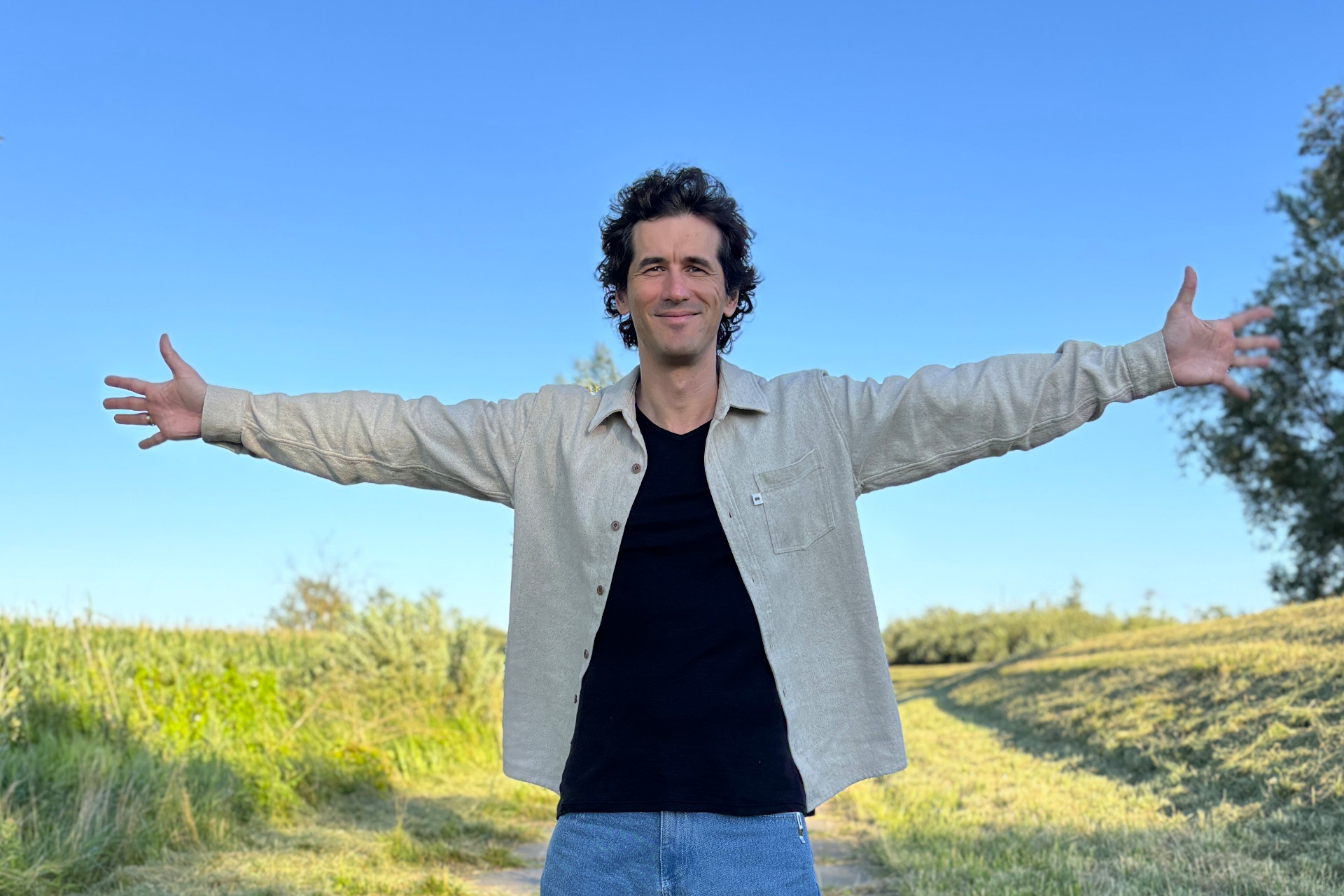 Men's hemp cotton outer shirt 