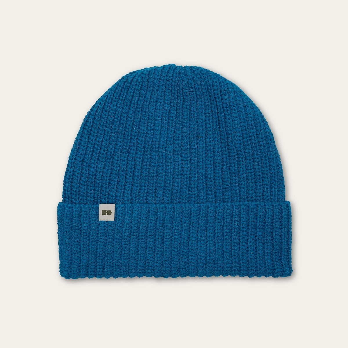 Hemp-cotton beanie with a small logo (petrol)