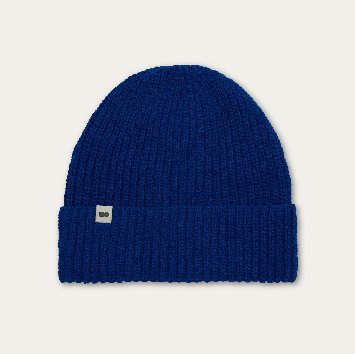 Hemp-cotton beanie with a small logo (navy blue)