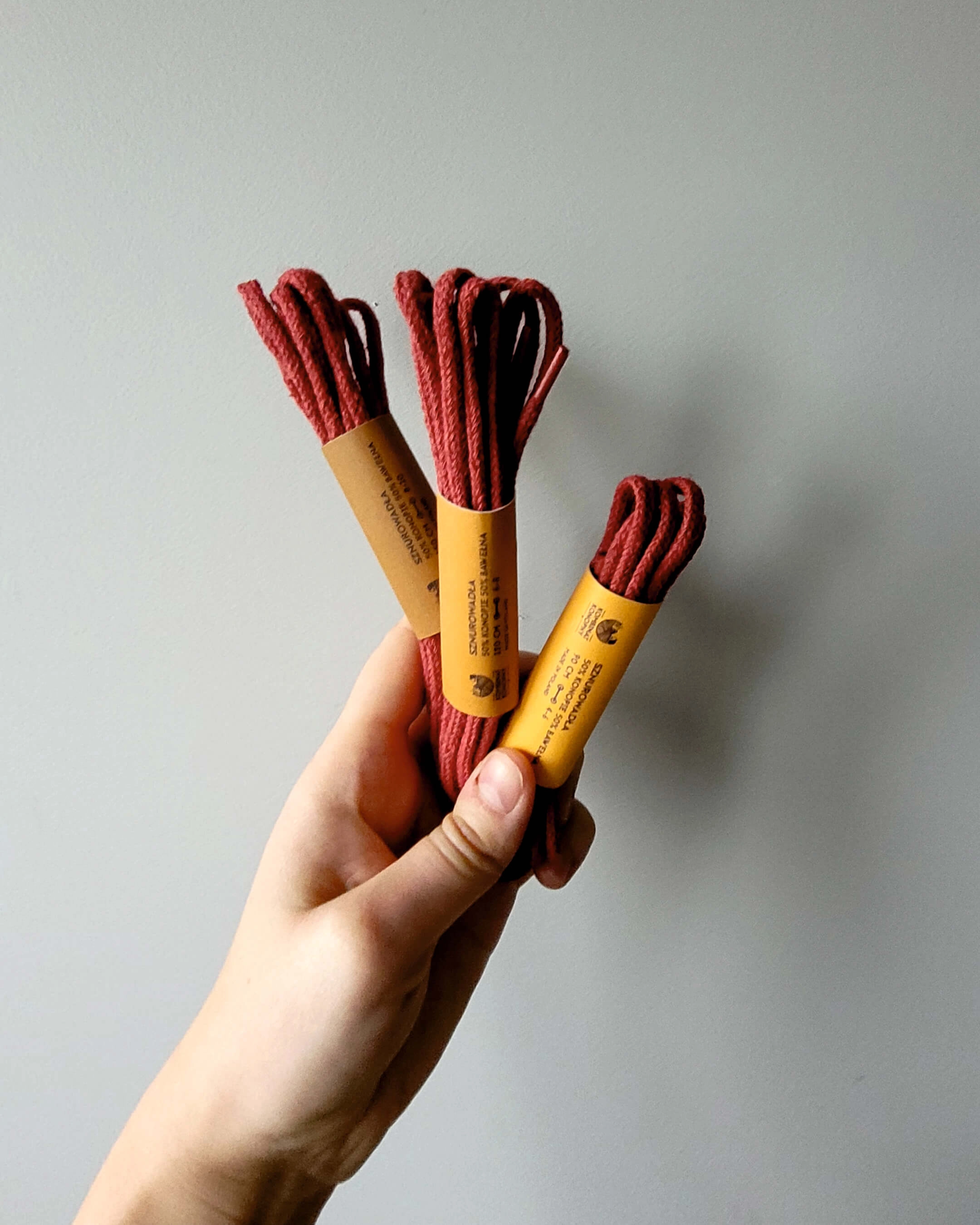 Hemp-cotton shoelaces (brick)