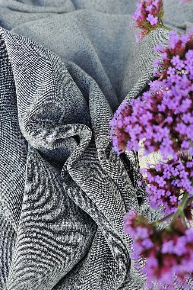 Cotton-hemp fabric BLACK – SATIN weave (1 m)