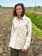 Women's natural floral long sleeve shirt
