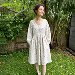 Cotton and hemp dress with floral pattern