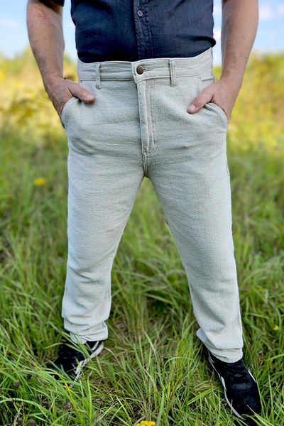Men's classic cotton and hemp pants