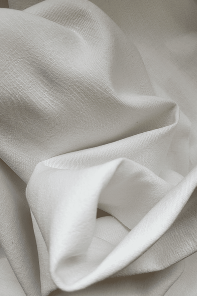 WHITE cotton-hemp fabric - FLAT weave  (1 m)
