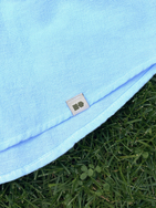 Women's sky blue cotton-hemp shirt