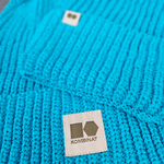 Hemp-cotton beanie with a small logo (turquoise)