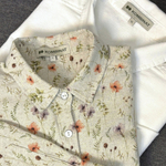 Women's natural floral long sleeve shirt