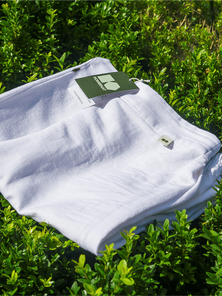 Women cotton-hemp pants with elastic waistband