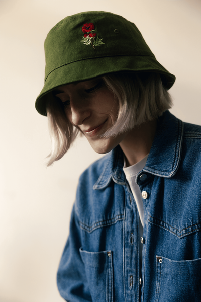 Cotton-hemp BUCKET HAT “Poppy” - (green)