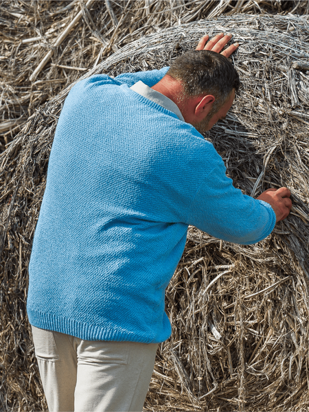 Hemp-cotton sweater - blue