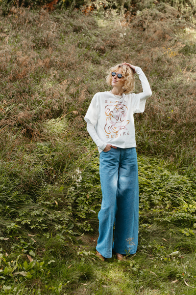 Baggy hemp denim pants