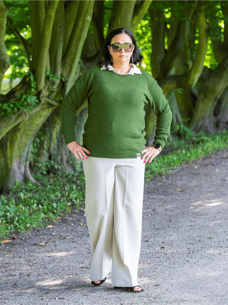 Women cotton-hemp pants with elastic waistband
