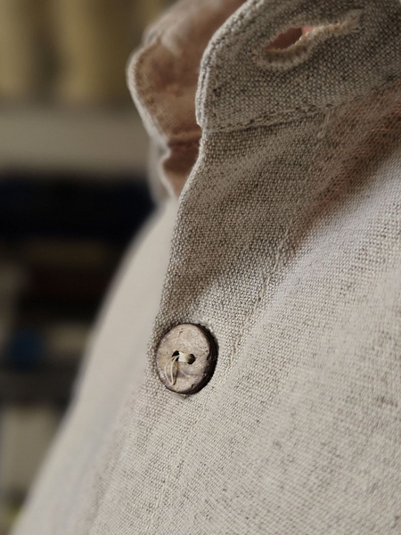 Short-sleeved cotton and hemp shirt, natural
