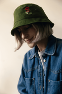 Cotton-hemp BUCKET HAT “Poppy” - (green)