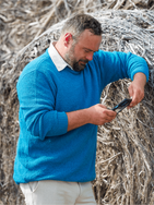 Hemp-cotton sweater - Petrol