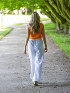 Women cotton-hemp pants with elastic waistband
