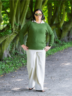 Women cotton-hemp pants with elastic waistband