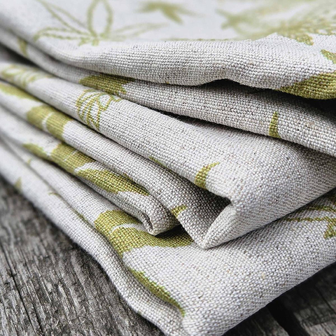 Cotton-hemp fabric PRINT “LEAVES” – PLAIN weave (1 m)