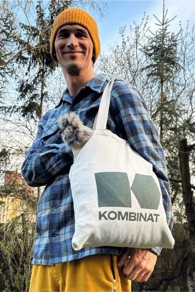 Bawełniano-konopna torba na zakupy z logo KOMBINAT
