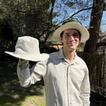 Double-sided cotton-hemp hat - green-natural color