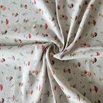 Cotton-hemp fabric PRINT “MUSHROOMS” – PLAIN weave (2 m)