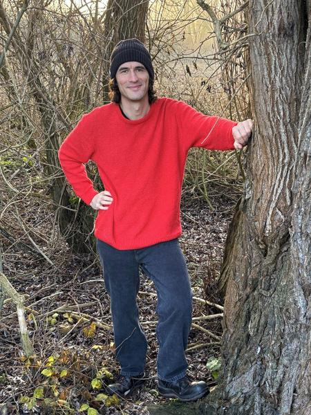 Sweter konopno-bawełniany - Czerwony