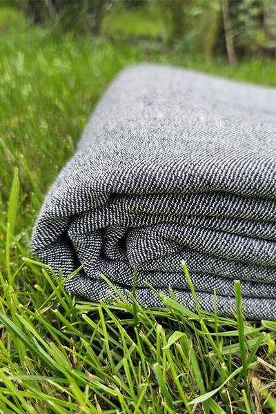 Cotton-hemp fabric BLACK – SATIN weave (1 m)
