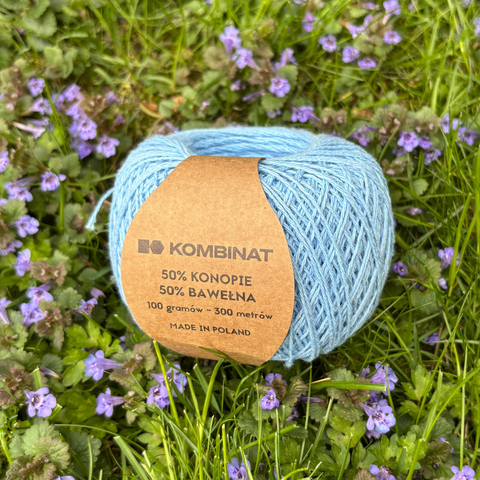 Włóczka konopno-bawełniana 100 g kolor błękitny