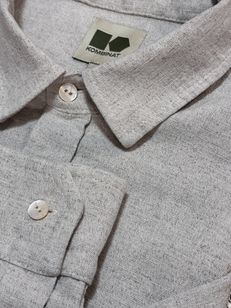 Men's long-sleeved cotton and hemp shirt