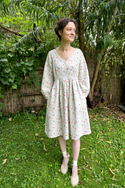 Cotton and hemp dress with floral pattern
