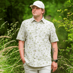 Short-sleeved cotton-hemp printed shirt