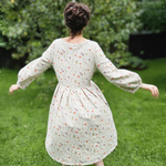 Cotton and hemp dress with floral pattern