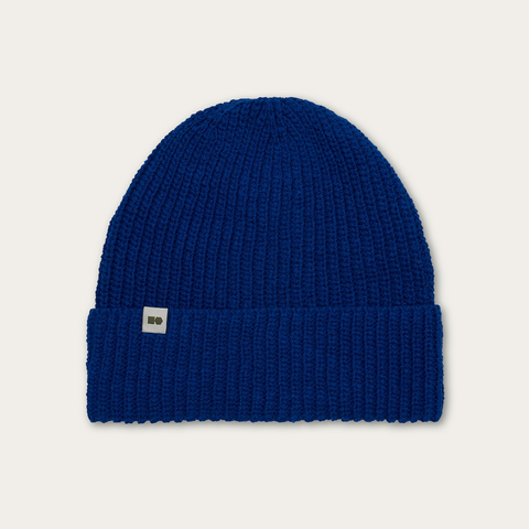 Hemp-cotton beanie with a small logo (navy blue)