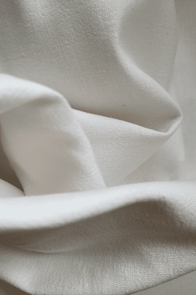 WHITE cotton-hemp fabric - FLAT weave  (1 m)