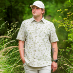 Short-sleeved cotton-hemp printed shirt