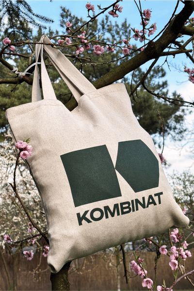 Bawełniano-konopna torba na zakupy z logo KOMBINAT