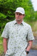 Short-sleeved cotton-hemp printed shirt