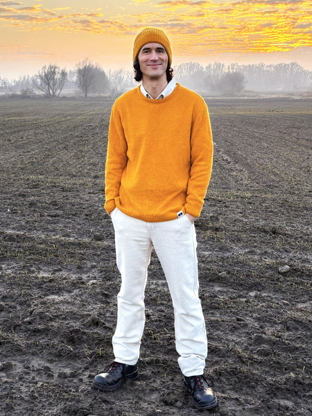 Sweter konopno-bawełniany - Musztardowy