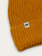Hemp-cotton beanie with a small logo (mustard)