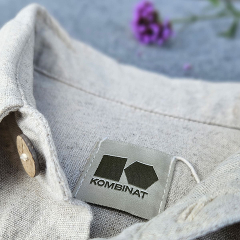 Koszula z krótkim rękawem bawełniano-konopna naturalny