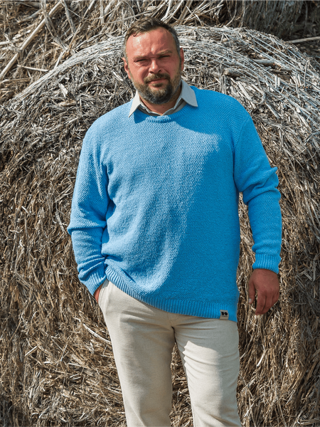 Hemp-cotton sweater - blue