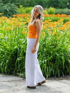 Women cotton-hemp pants with elastic waistband