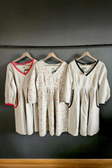 Cotton and hemp dress with black trim