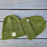 Hemp-cotton beanie with a small logo (green)