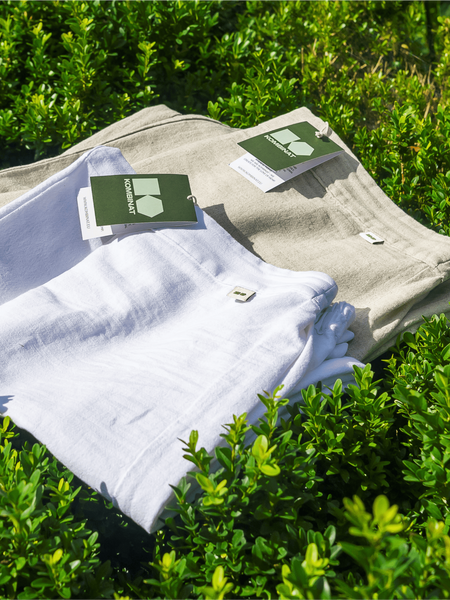 Women cotton-hemp pants with elastic waistband