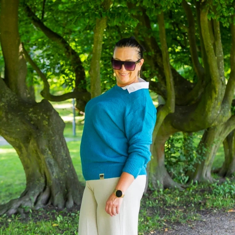 Hemp-cotton sweater - Petrol