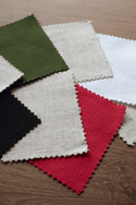 Samples of cotton and hemp fabrics